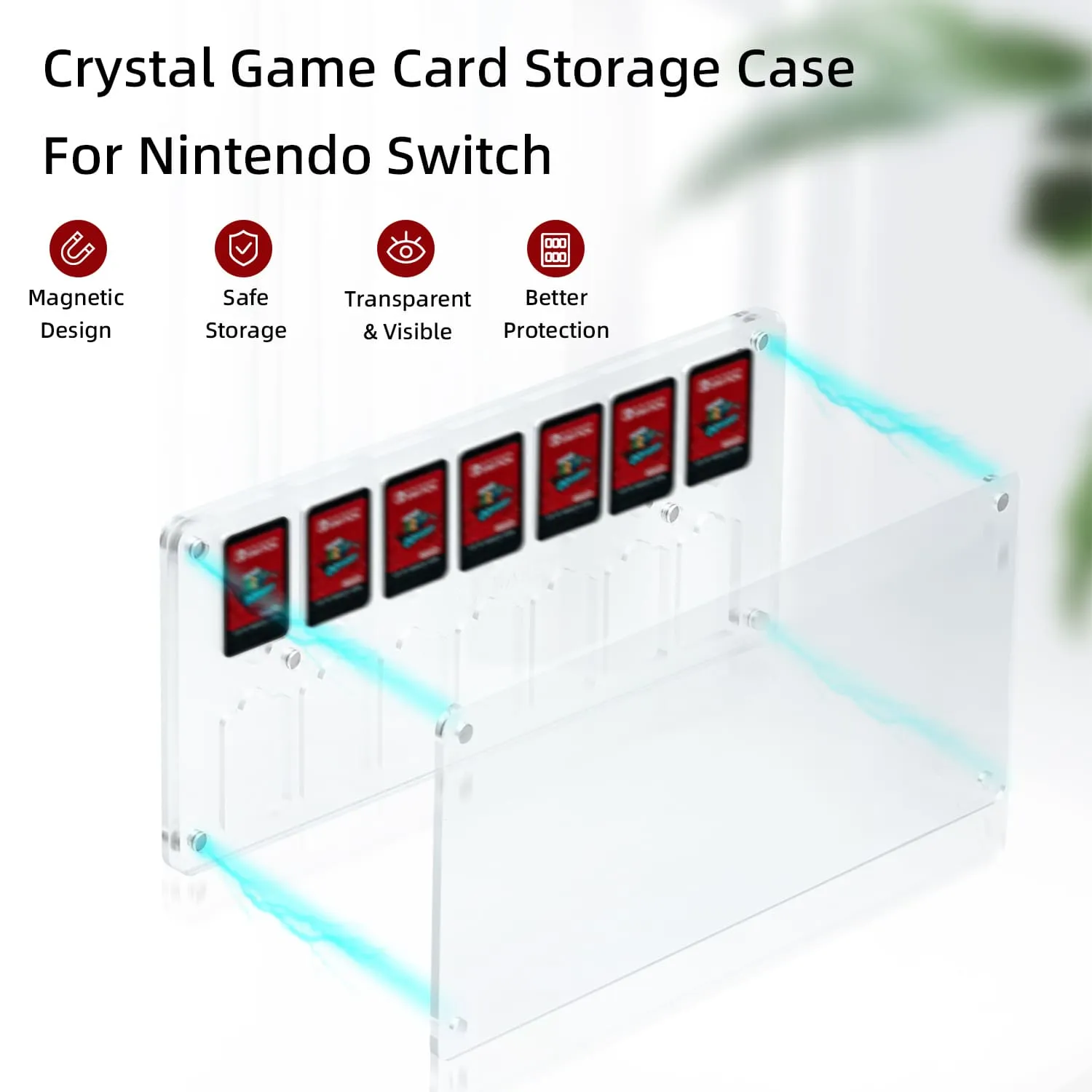 14-Slot Crystal Magnetic Game Cards Case for Nintendo Switch/Switch oled