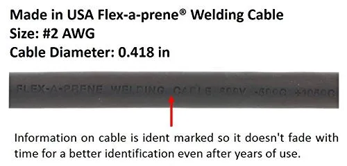 200 Amp Welding Electrode Holder Lead Assembly - Terminal Lug Connector - #2 AWG cable (50 FEET)