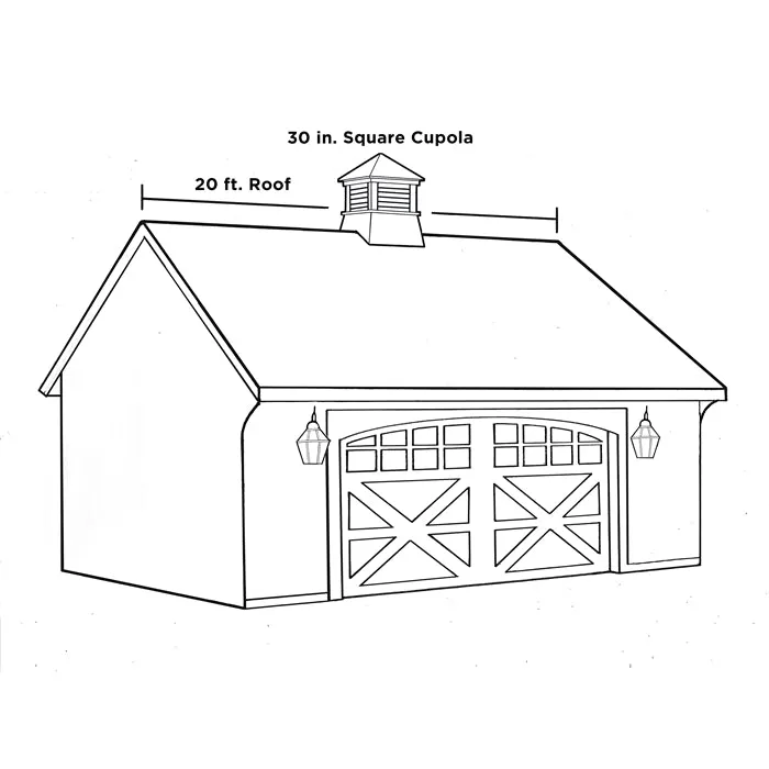 30" Square Manchester Vinyl Cupola with Eagle Weathervane