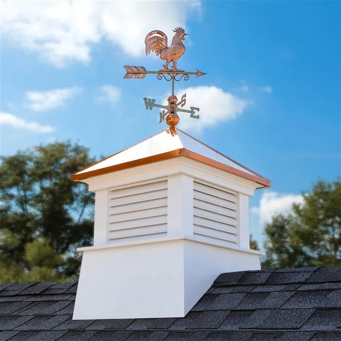 30" Square Manchester Vinyl Cupola with Rooster Weathervane