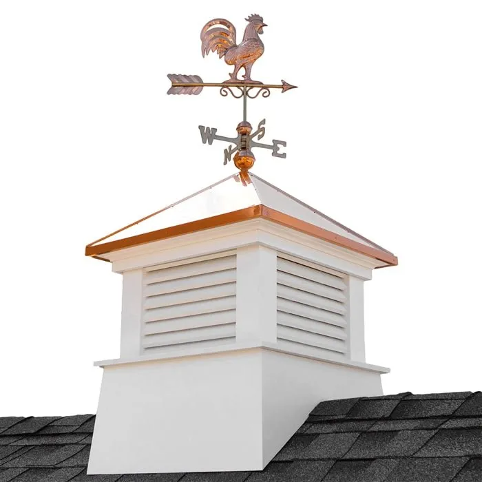 30" Square Manchester Vinyl Cupola with Rooster Weathervane