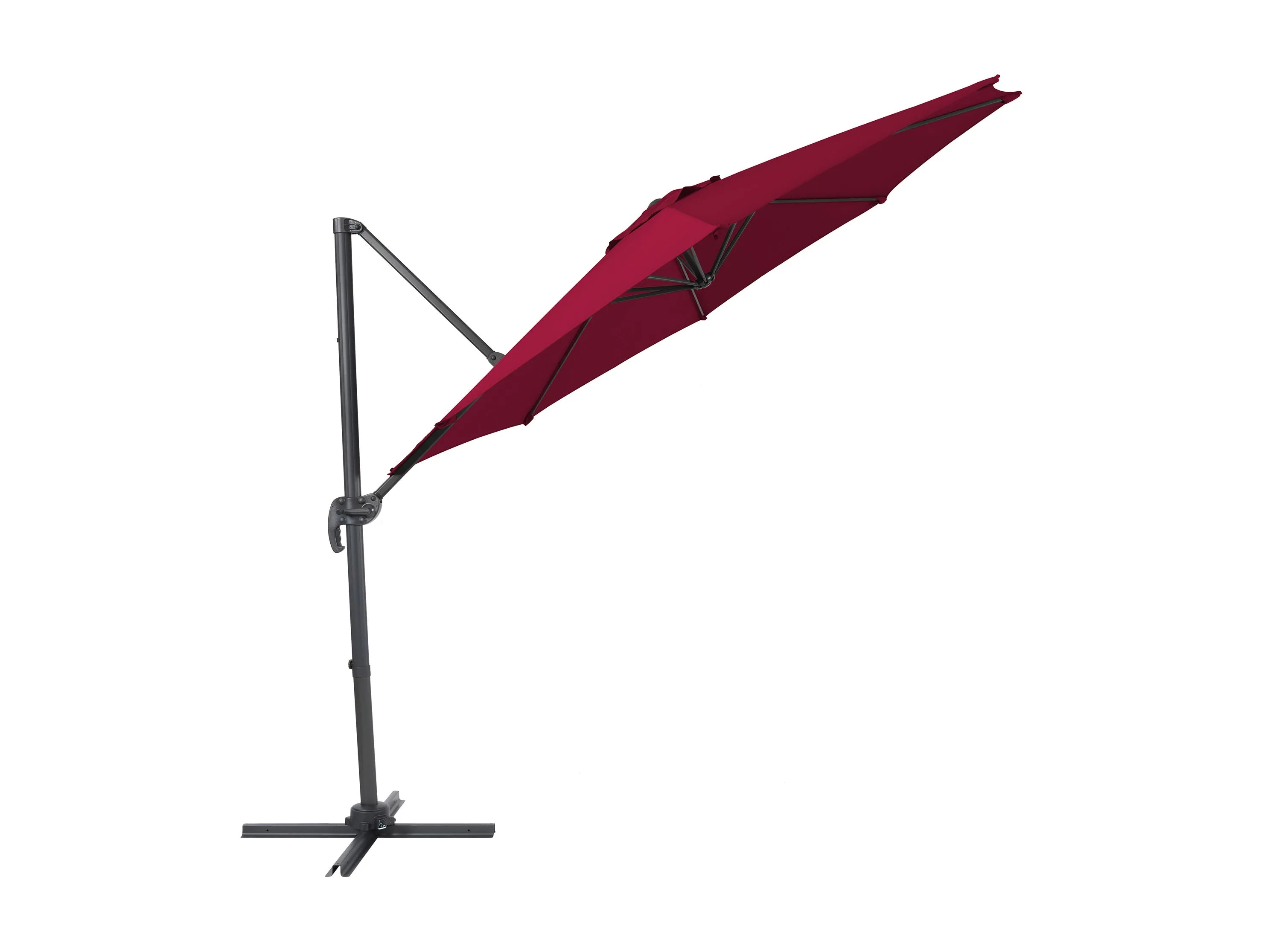 9.5ft Offset Patio Umbrella, 360 Degree - Wine Red