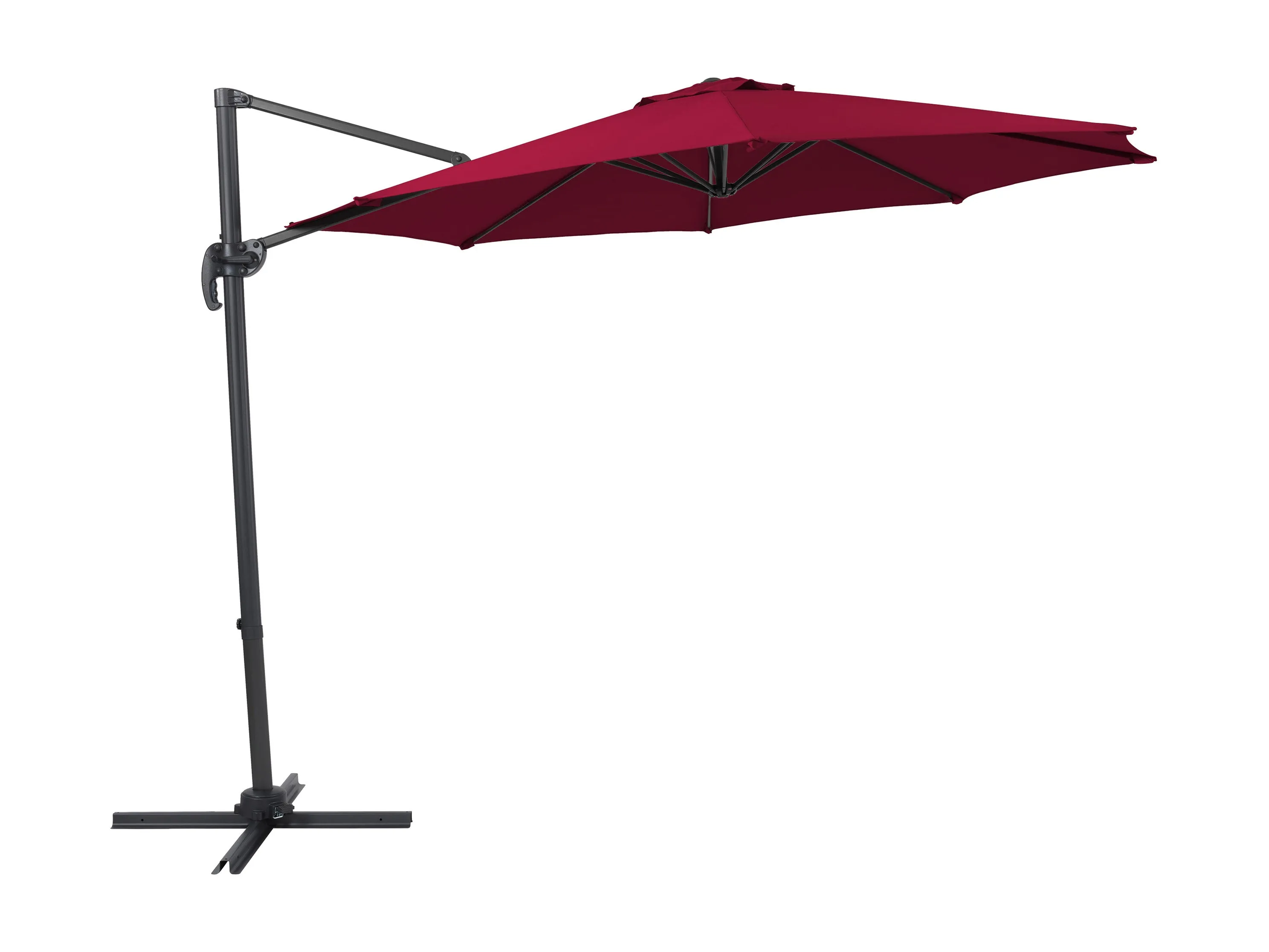 9.5ft Offset Patio Umbrella, 360 Degree - Wine Red