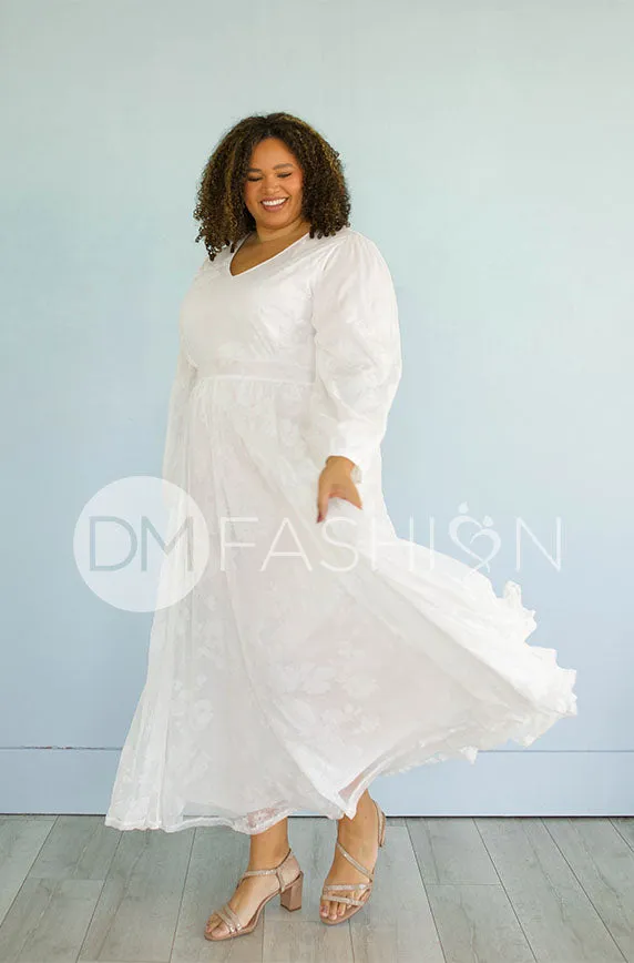 Adoria White Floral Velvet Maxi With Pockets - DM Exclusive- Restocked - Maternity Friendly