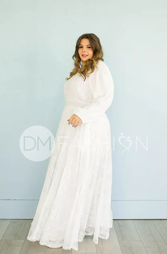 Adoria White Floral Velvet Maxi With Pockets - DM Exclusive- Restocked - Maternity Friendly