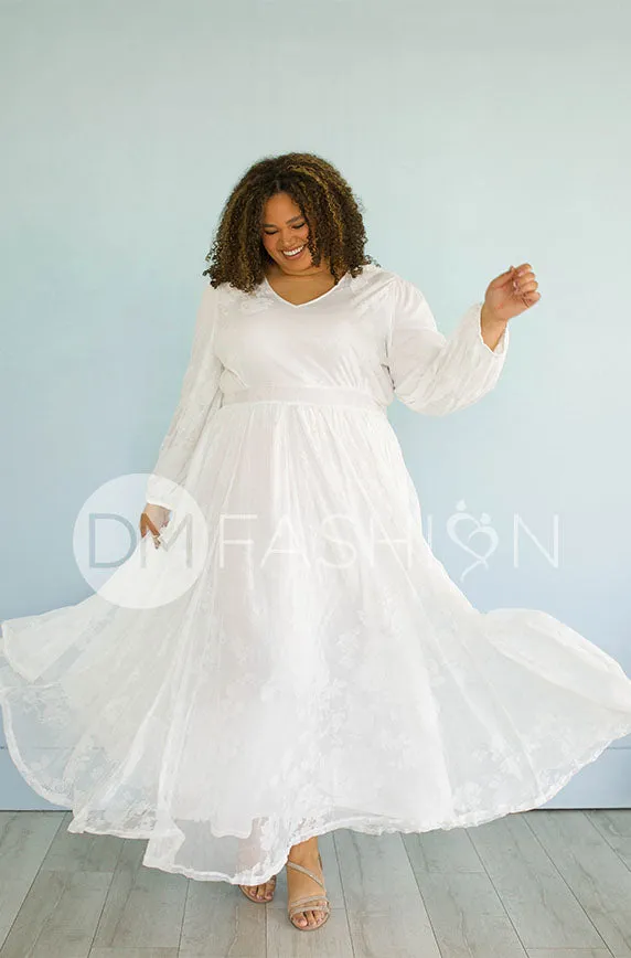 Adoria White Floral Velvet Maxi With Pockets - DM Exclusive- Restocked - Maternity Friendly