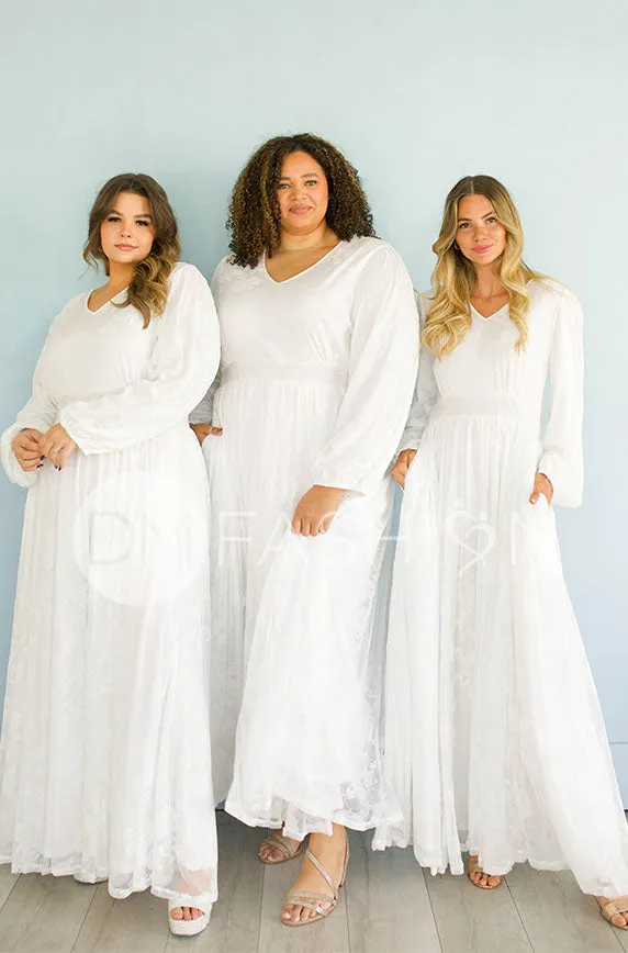 Adoria White Floral Velvet Maxi With Pockets - DM Exclusive- Restocked - Maternity Friendly