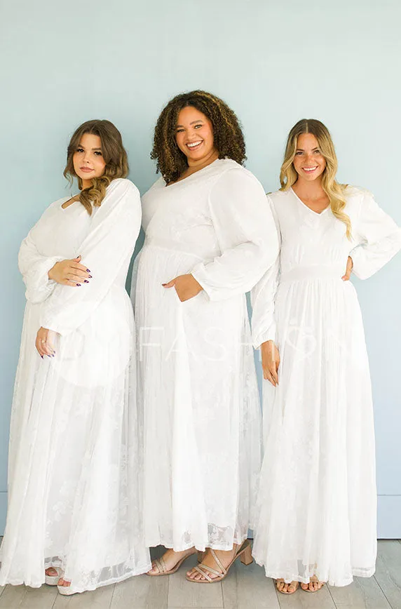 Adoria White Floral Velvet Maxi With Pockets - DM Exclusive- Restocked - Maternity Friendly