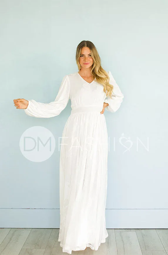 Adoria White Floral Velvet Maxi With Pockets - DM Exclusive- Restocked - Maternity Friendly