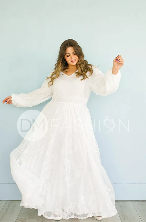 Adoria White Floral Velvet Maxi With Pockets - DM Exclusive- Restocked - Maternity Friendly