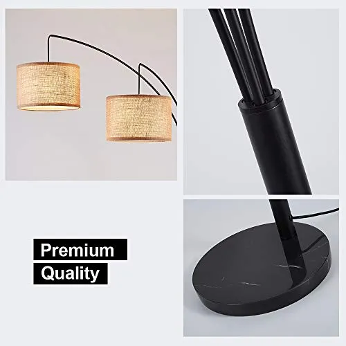 Arc Lamps for Living Room, Multi Head Tree Floor Lamp for Bedroom, 3 Lights Standing Lamps Hanging Over The Couch (Black)