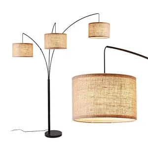 Arc Lamps for Living Room, Multi Head Tree Floor Lamp for Bedroom, 3 Lights Standing Lamps Hanging Over The Couch (Black)