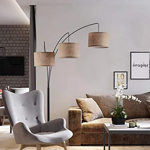 Arc Lamps for Living Room, Multi Head Tree Floor Lamp for Bedroom, 3 Lights Standing Lamps Hanging Over The Couch (Black)