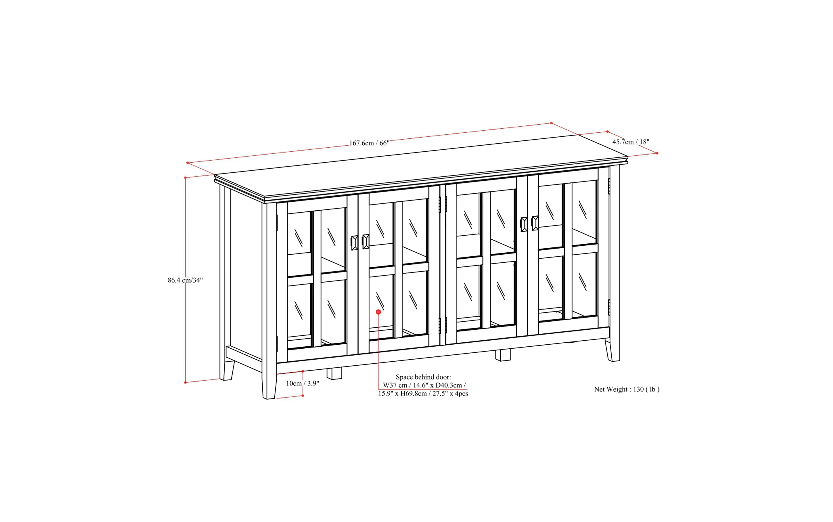 Artisan Wide 4 Door Storage Cabinet