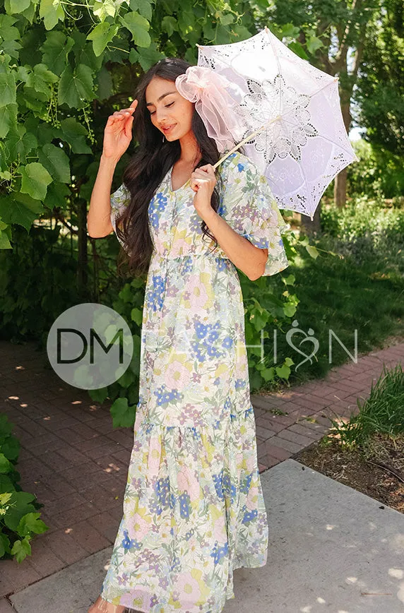 Aurora Periwinkle Floral Dress - DM Exclusive - Nursing Friendly - Maternity Friendly- FINAL SALE