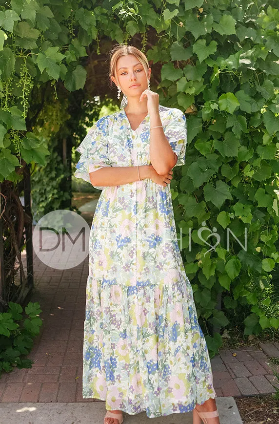 Aurora Periwinkle Floral Dress - DM Exclusive - Nursing Friendly - Maternity Friendly- FINAL SALE