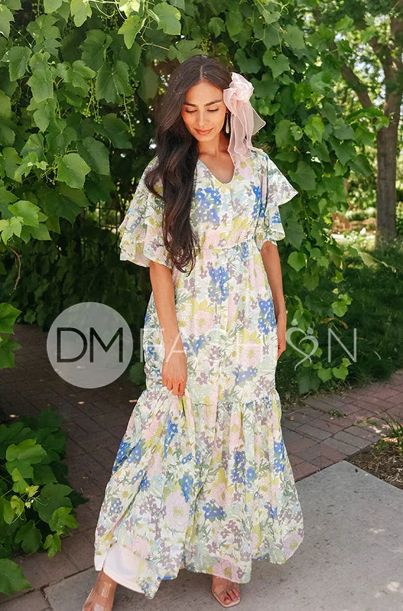 Aurora Periwinkle Floral Dress - DM Exclusive - Nursing Friendly - Maternity Friendly- FINAL SALE