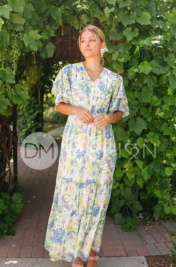 Aurora Periwinkle Floral Dress - DM Exclusive - Nursing Friendly - Maternity Friendly- FINAL SALE