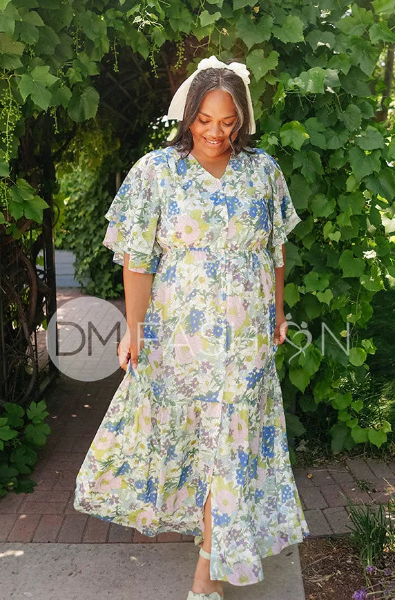 Aurora Periwinkle Floral Dress - DM Exclusive - Nursing Friendly - Maternity Friendly- FINAL SALE