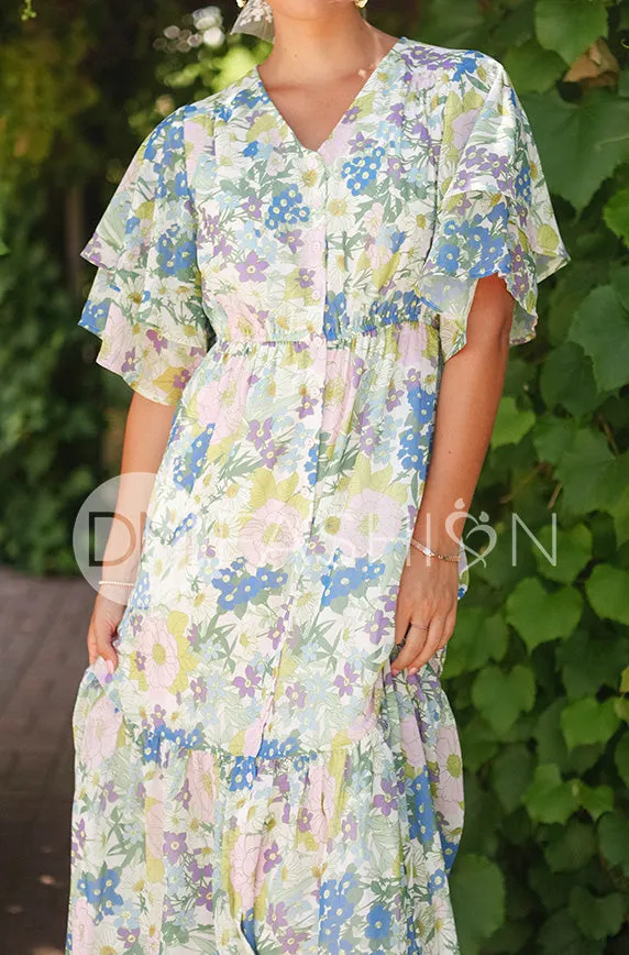 Aurora Periwinkle Floral Dress - DM Exclusive - Nursing Friendly - Maternity Friendly- FINAL SALE