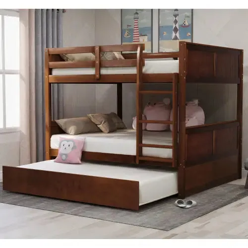 Bellemave® Full Size Bunk Bed with Trundle Bed