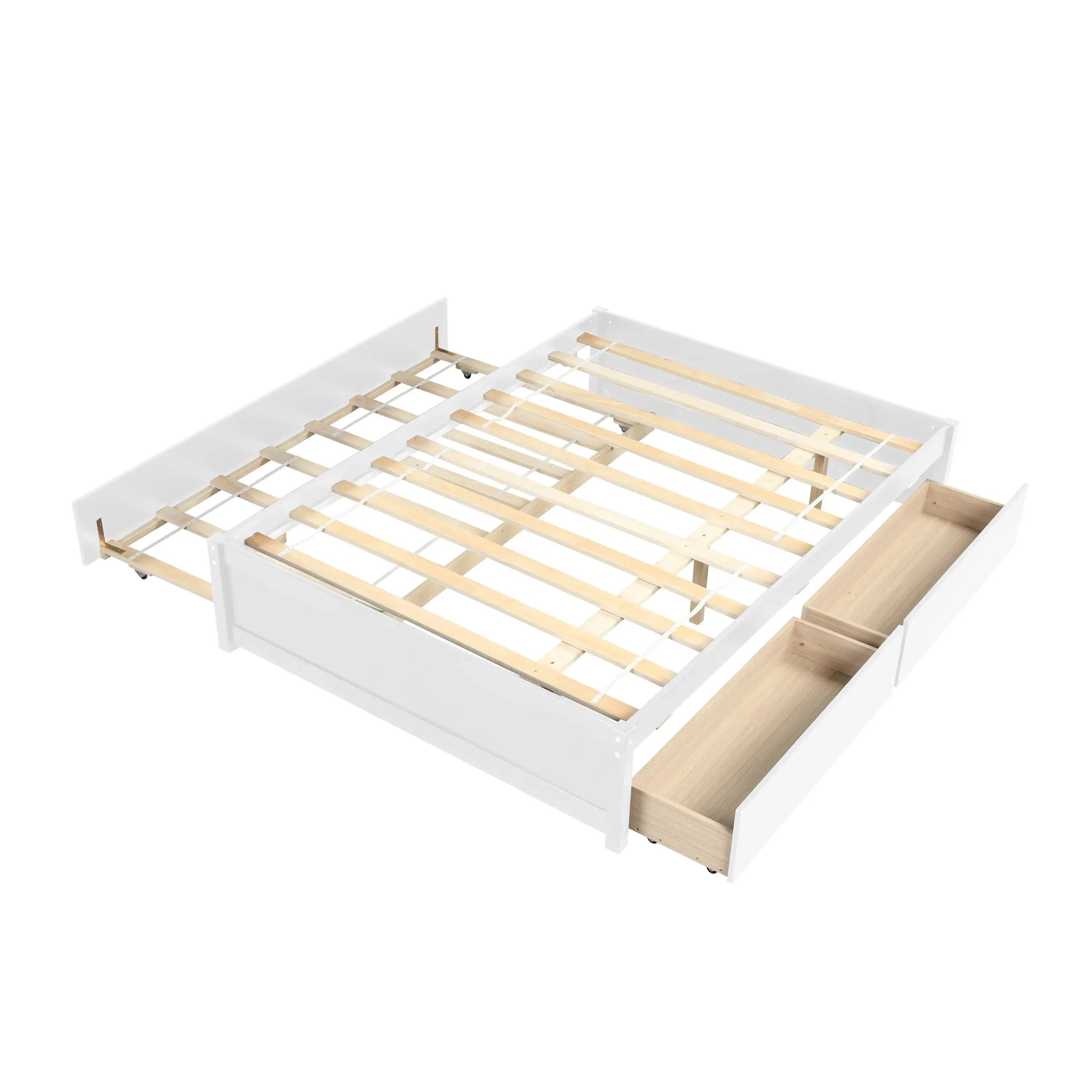 Bellemave® Full Size Platform Bed with Trundle and 2 Drawers