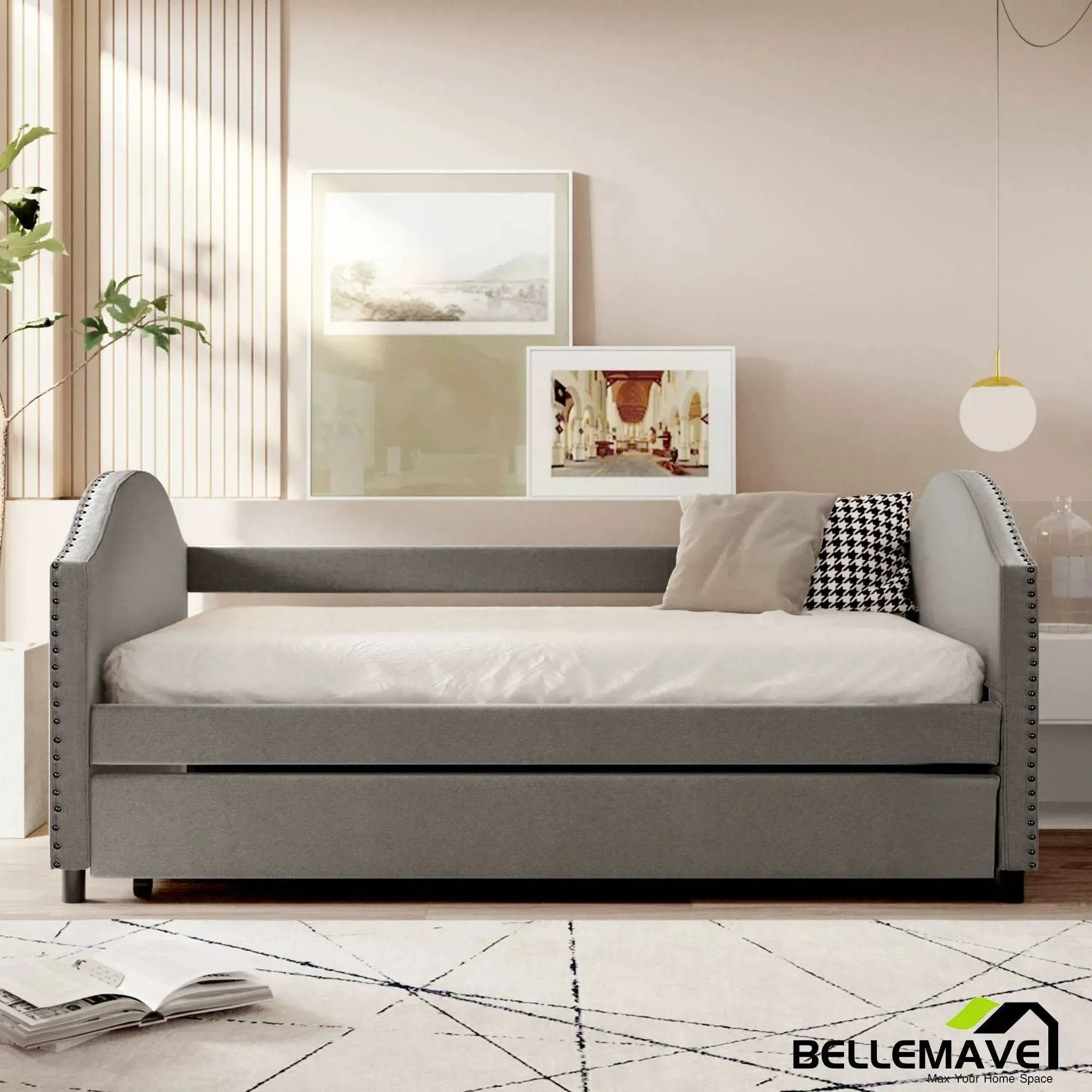 Bellemave® Full size Upholstered Daybed with Trundle