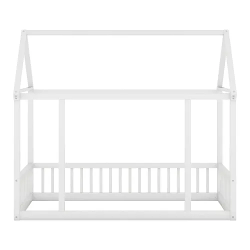 Bellemave® Montessori Floor Bed with House Roof Frame and Safety Guardrails