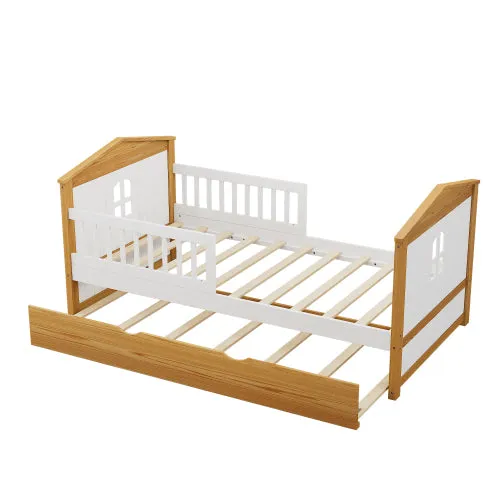 Bellemave® Twin Size House Shape Bed with Trundle Bed