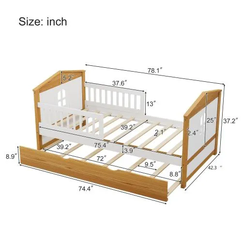 Bellemave® Twin Size House Shape Bed with Trundle Bed