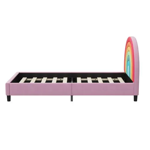 Bellemave® Twin Size Rainbow Design Upholstered Platform Bed