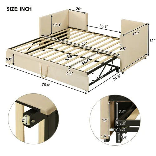 Bellemave® Twin Size Upholstered Daybed with Pop Up Trundle Bed