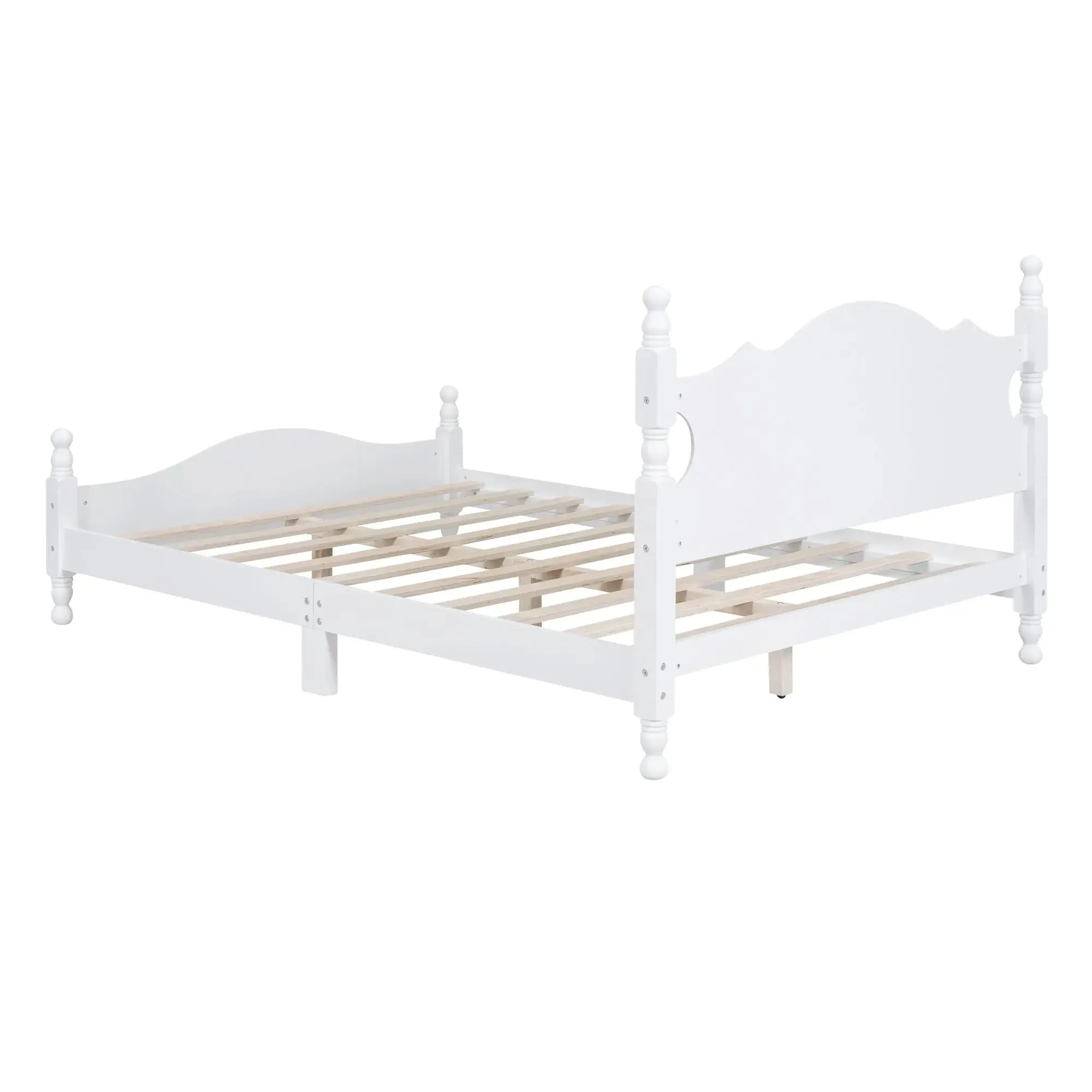 Bellemave® Wood Retro Style Platform Bed with Wooden Slat Support