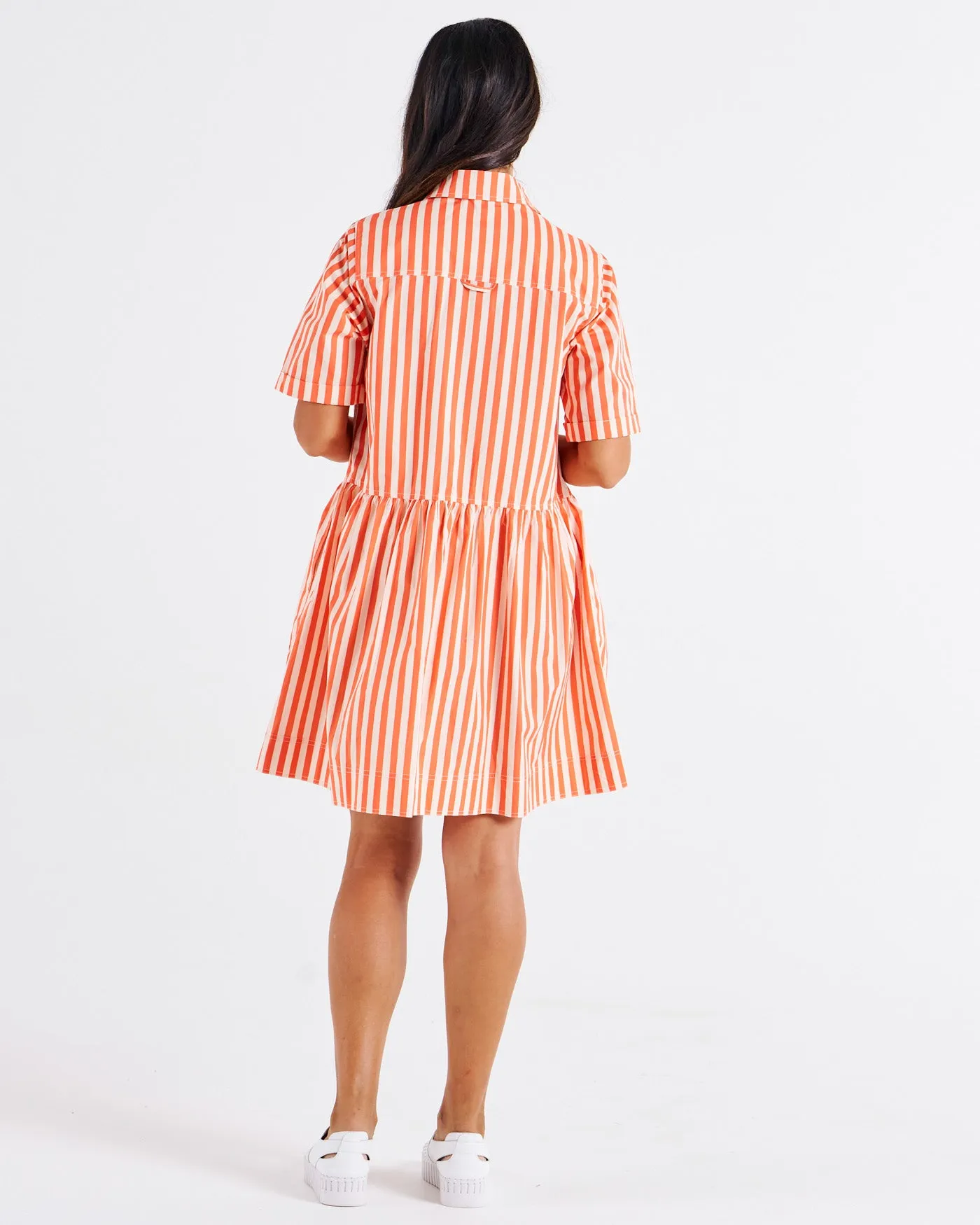 Betty Basics Denver Cotton Dress Tangerine Stripe