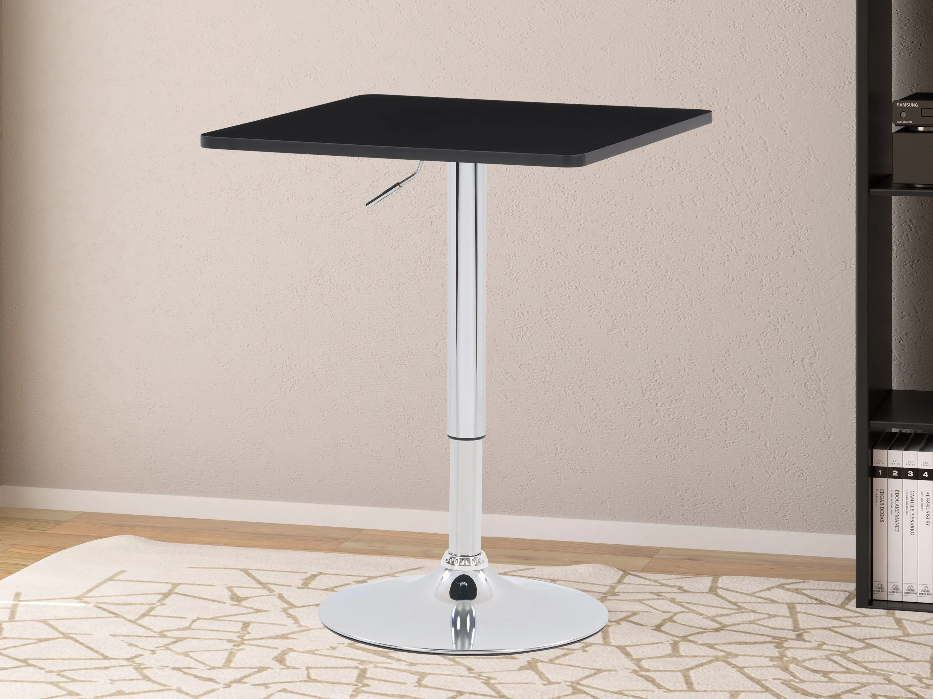 Black Adjustable Height Square Bar Table