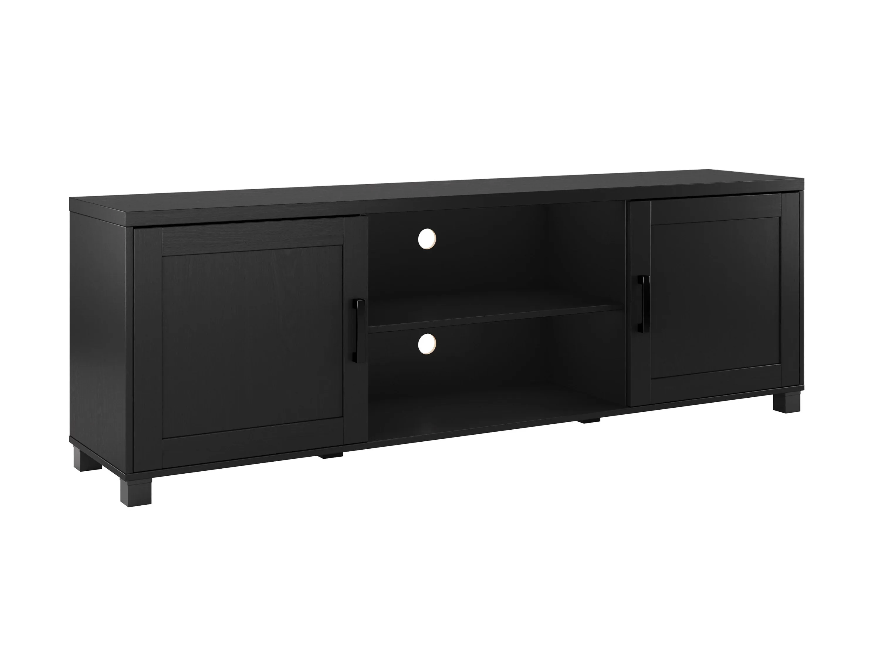 Black TV Stand with Doors, TVs up to 85"