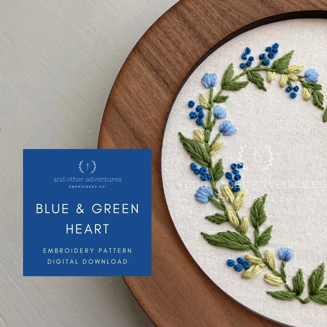 Blue & Green Heart - Digital Embroidery Pattern