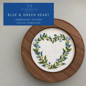 Blue & Green Heart - Digital Embroidery Pattern