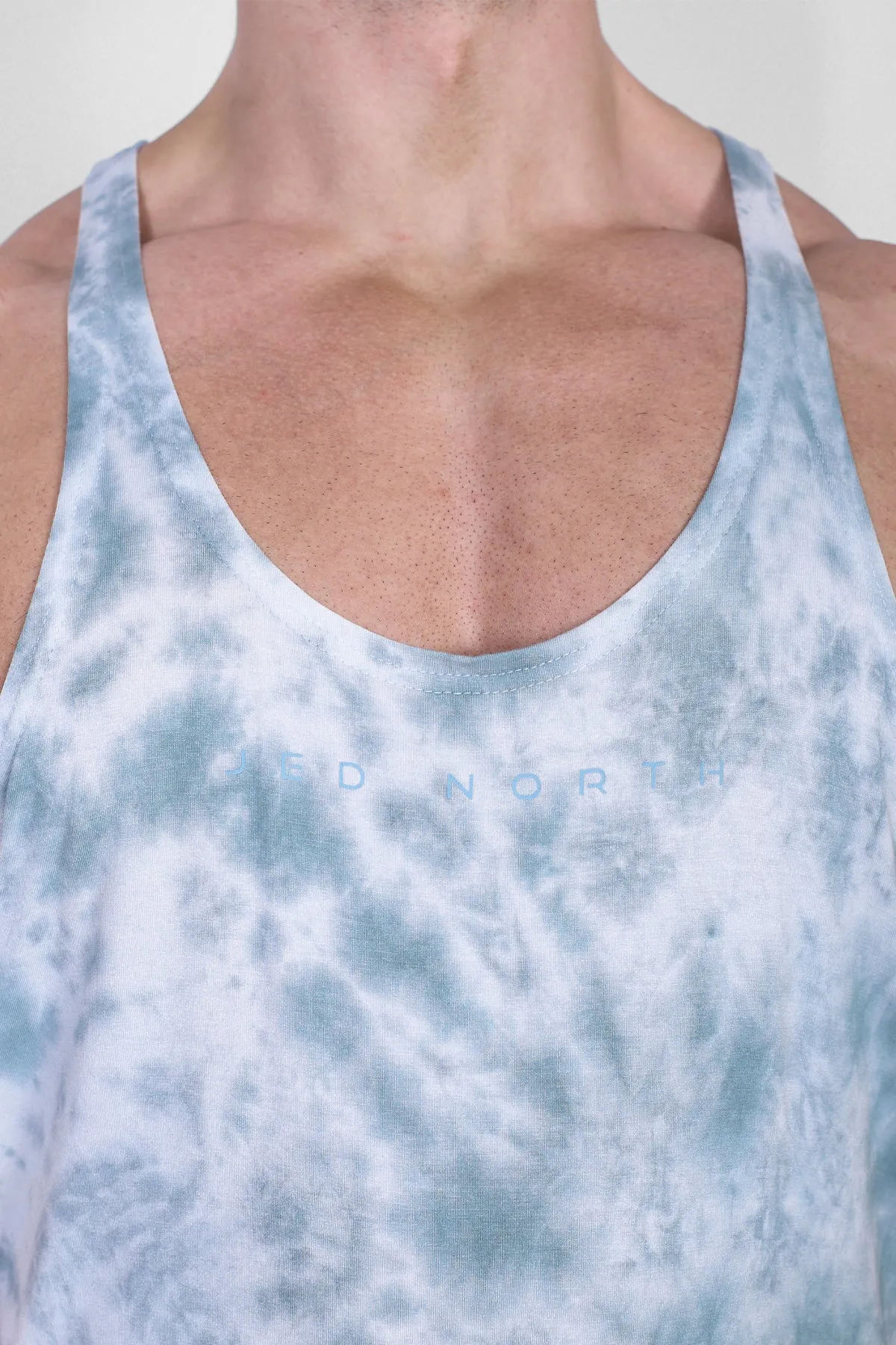 Classic Bodybuilding Racerback Stringer - Gray Tie Dye