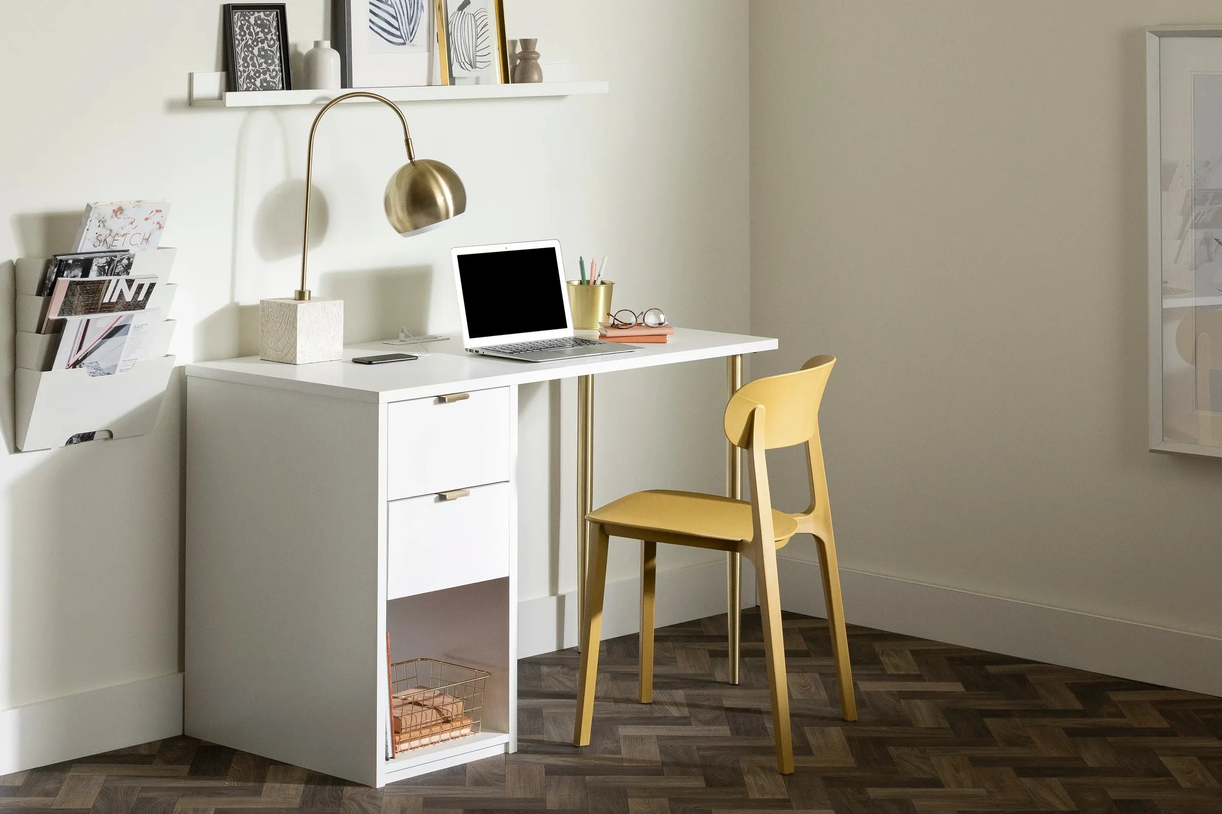 Computer Desk with Power Bar - Amyra