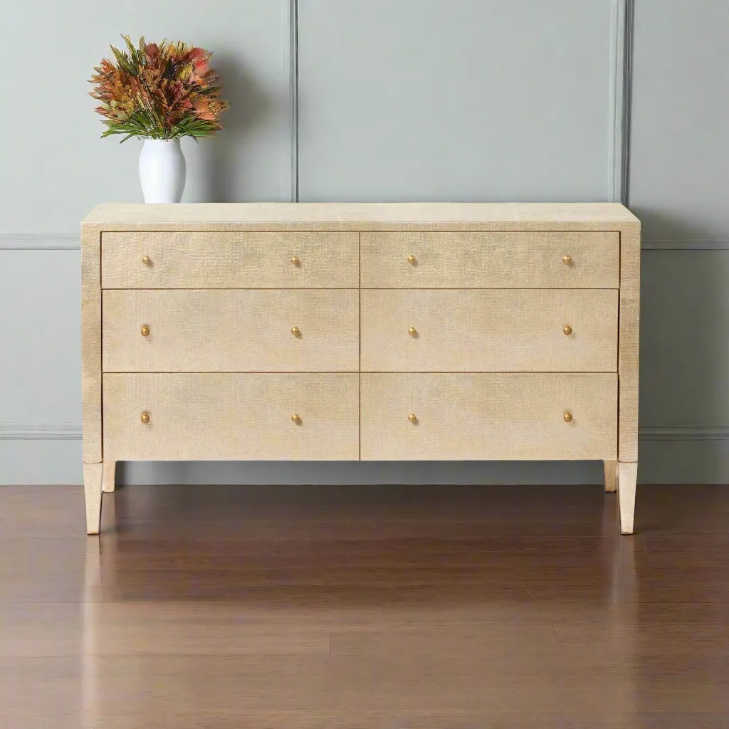 Conrad 60" Dresser Champagne Faux Raffia