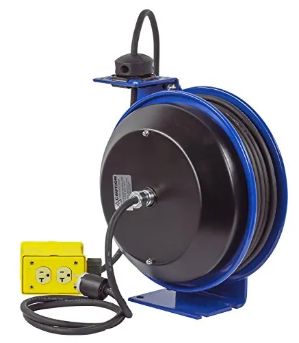 Coxreels PC19-7512-B Power Cord Spring Rewind Reels: Quad Industrial Receptacle, 75' cord, 12 AWG