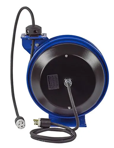 Coxreels PC19-7512-B Power Cord Spring Rewind Reels: Quad Industrial Receptacle, 75' cord, 12 AWG