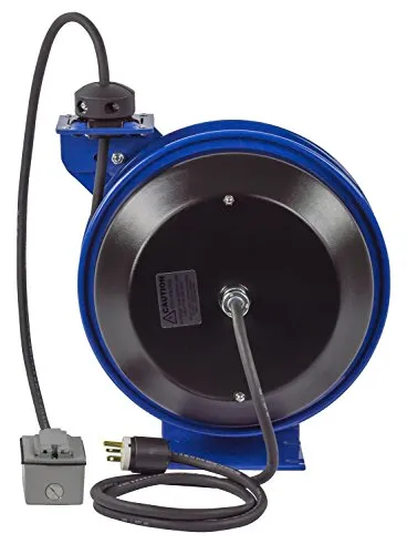 Coxreels PC24-0012-F Power Cord Spring Rewind Reels: Duplex Industrial Receptacle, 100' cord, 12 AWG