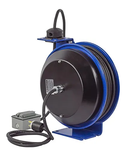 Coxreels PC24-0012-F Power Cord Spring Rewind Reels: Duplex Industrial Receptacle, 100' cord, 12 AWG