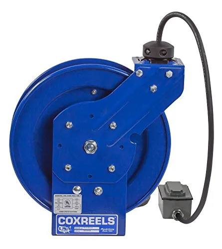 Coxreels PC24-0012-F Power Cord Spring Rewind Reels: Duplex Industrial Receptacle, 100' cord, 12 AWG