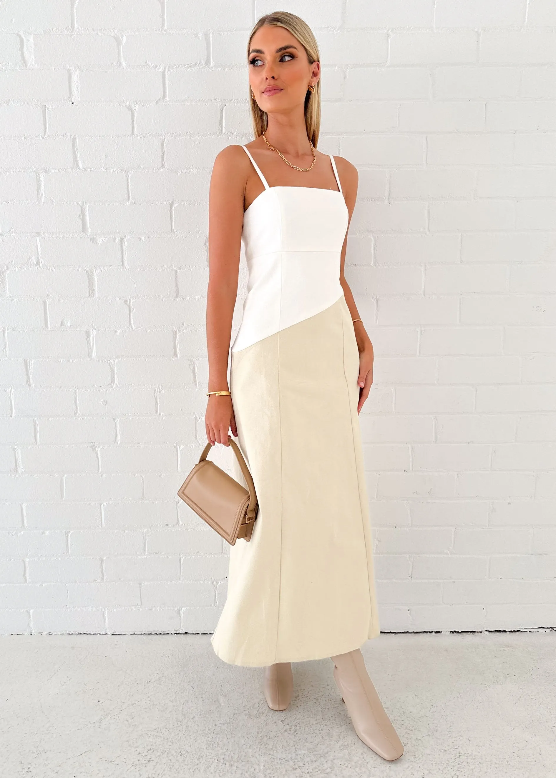 Ekrallo Maxi Dress - White Splice