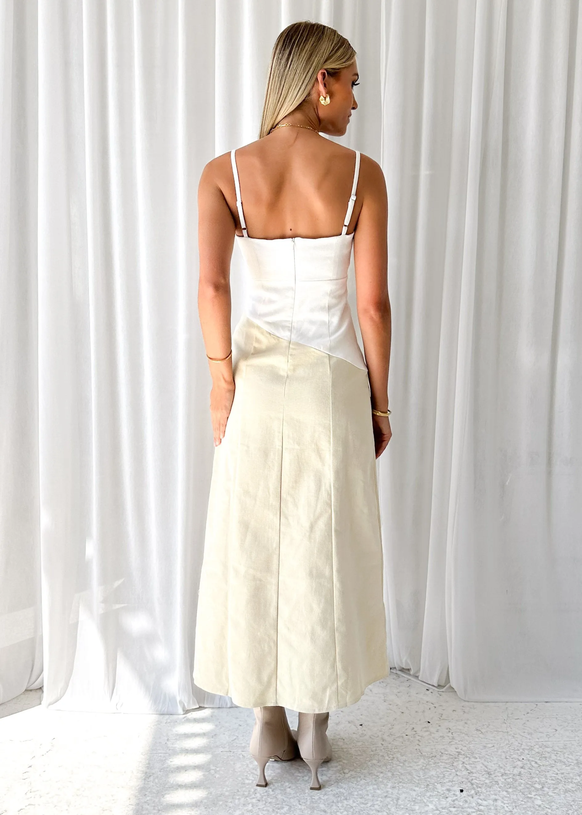 Ekrallo Maxi Dress - White Splice