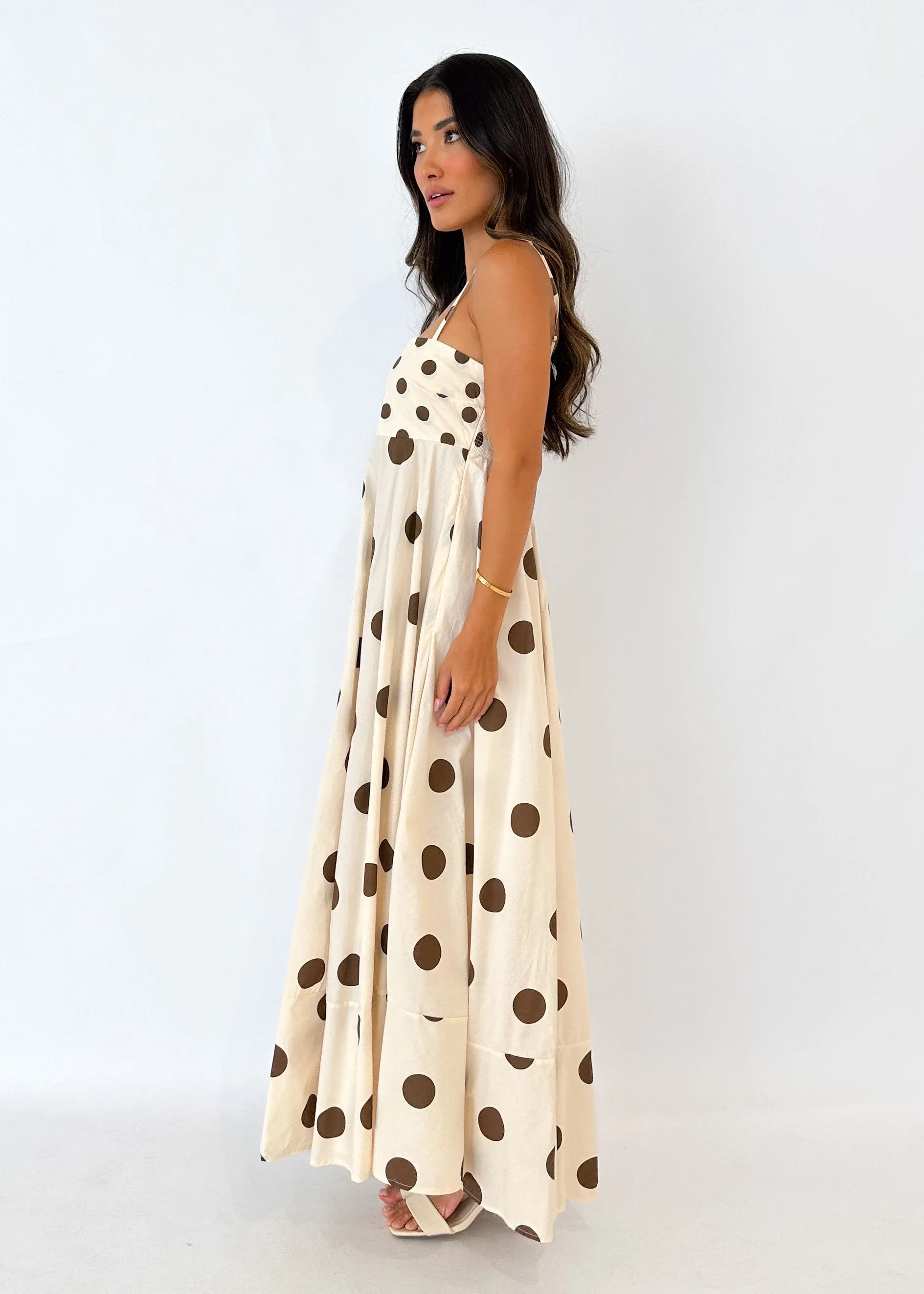 Elide Maxi Dress - Choc Polka