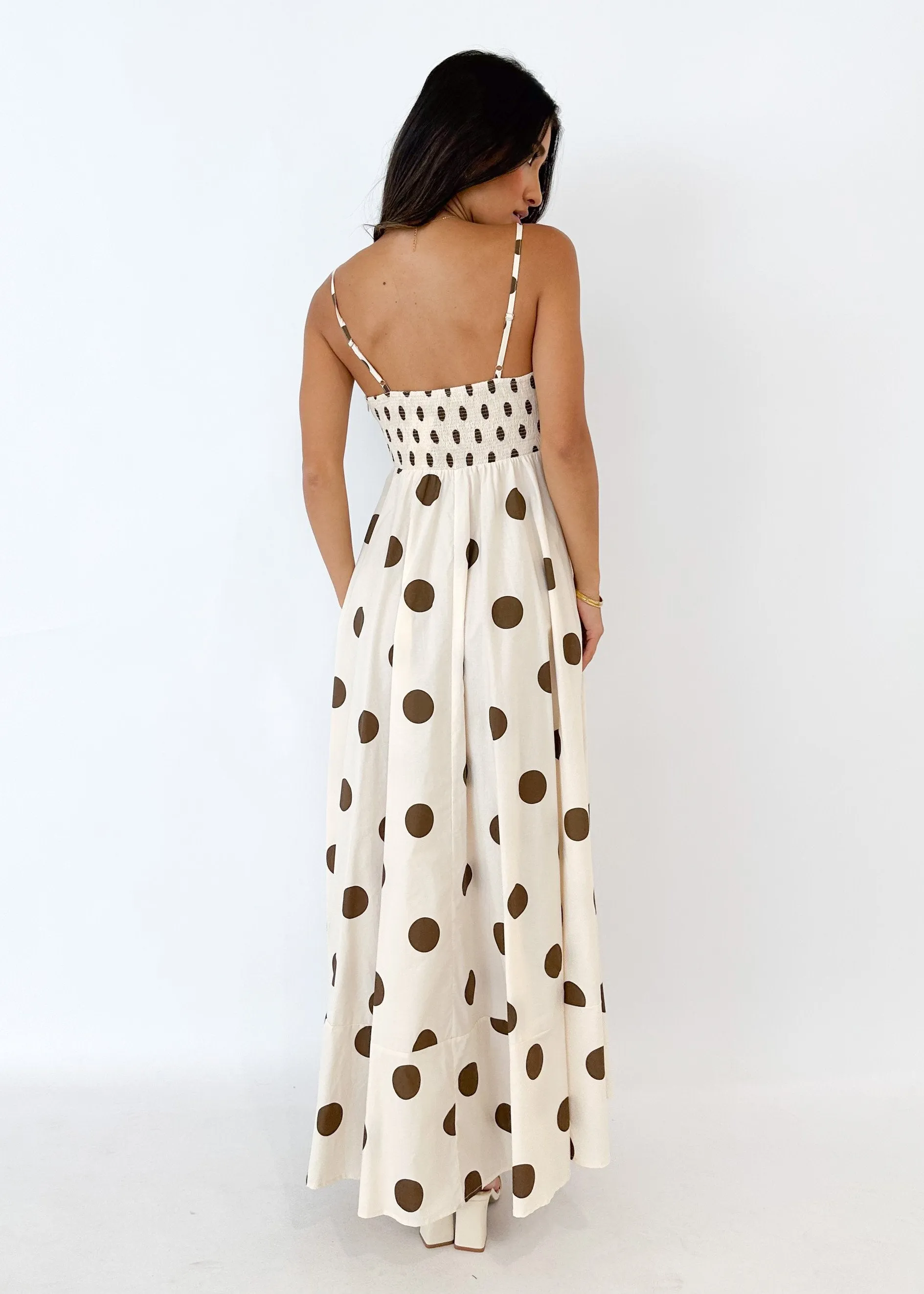 Elide Maxi Dress - Choc Polka